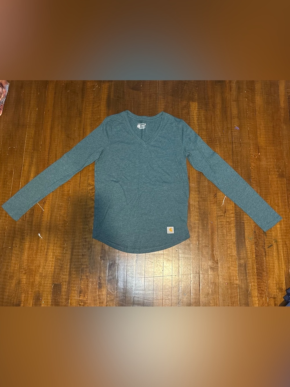 Carhartt Teal V-Neck Thermal Long Sleeve Shirt
